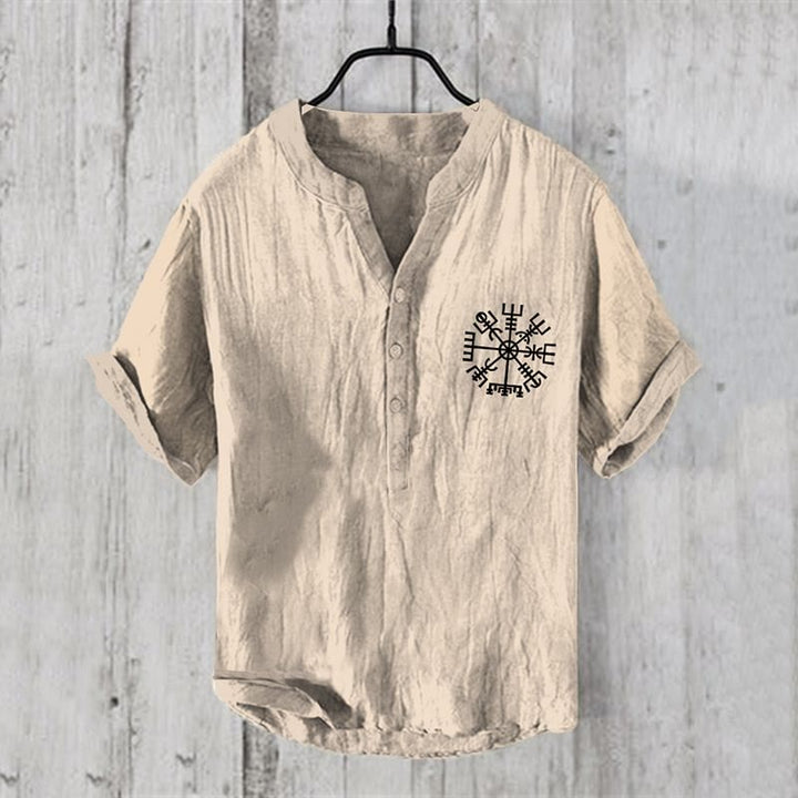 WorldNorse Vegvisir Henry Collar Casual Shirt - US/UK/AU50，EU60 (5XL) - image 0