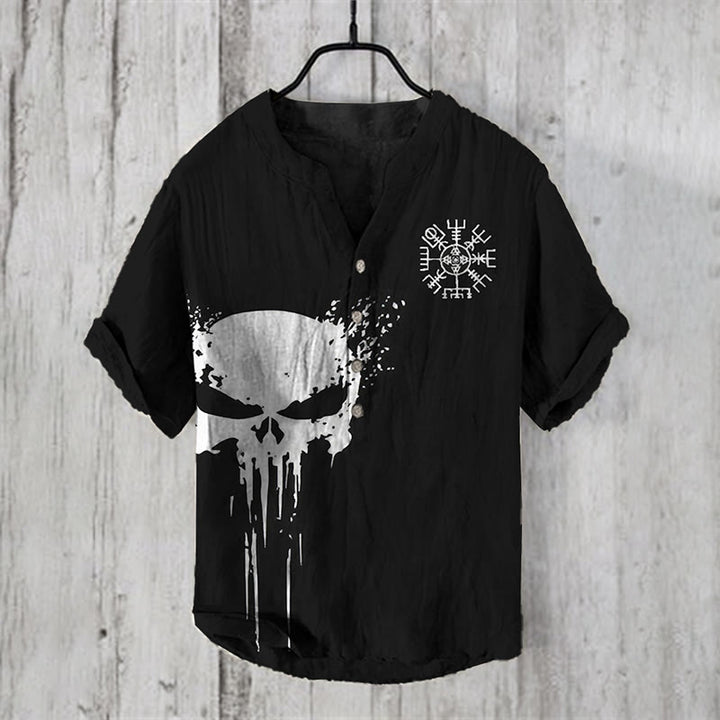 WorldNorse Viking Skull Vegvisir Casual Shirt