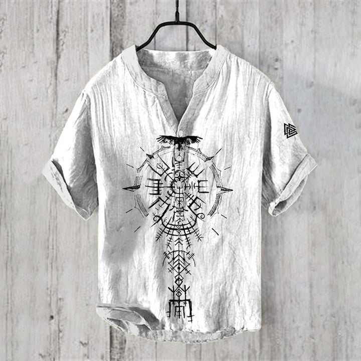 WorldNorse Raven Vegvisir Symbol Valknut Casual Shirt