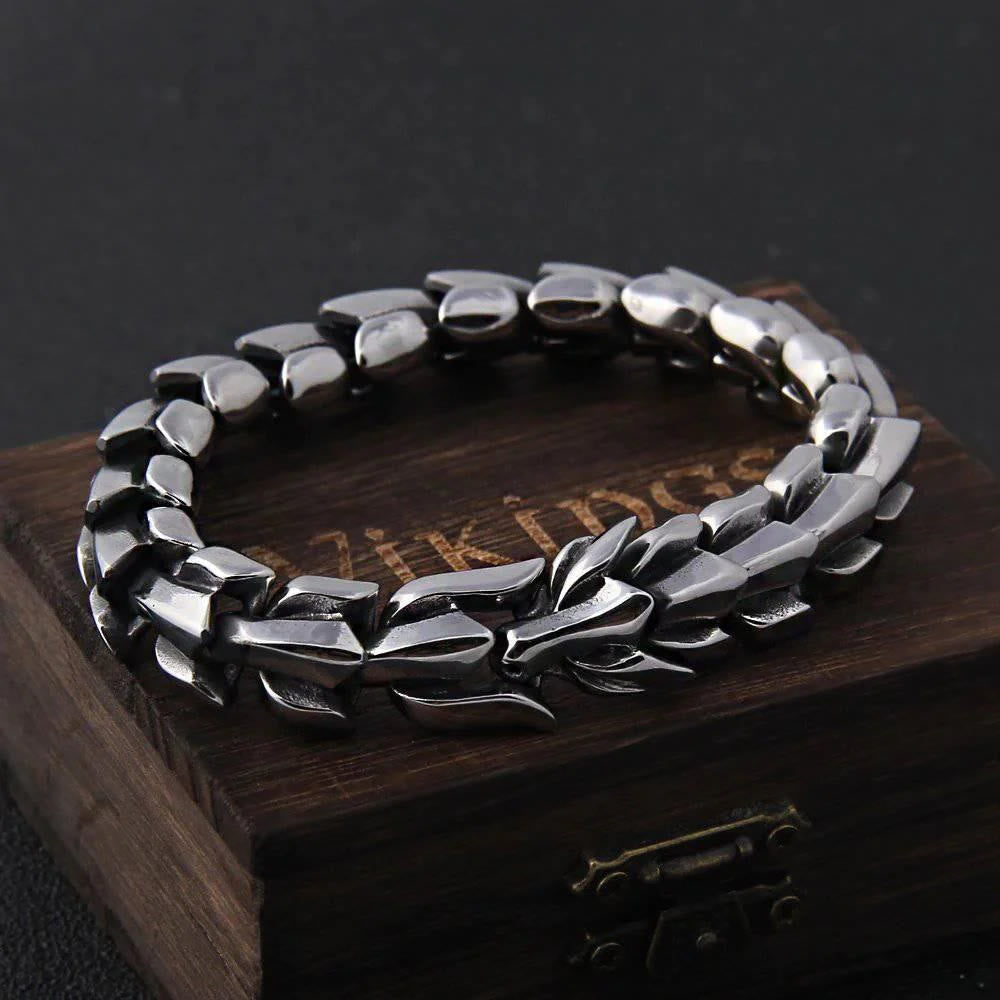 WorldNorse Handcrafted 925 Silver Protection Force Dragon Bracelet - 21cm - image 0