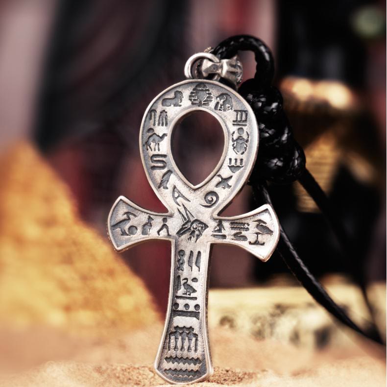 WorldNorse 925 Sterling Silver Runes Cross Necklace - Wax Rope - image 0