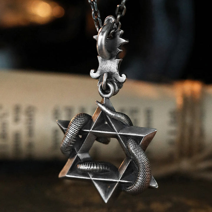 WorldNorse 999 Sterling Silver Snake Star Necklace