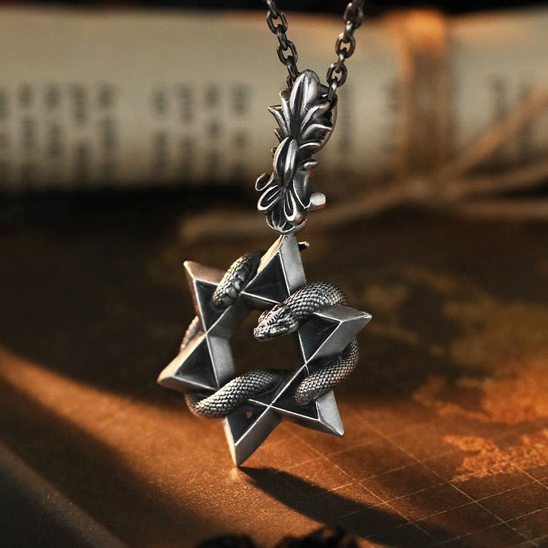 WorldNorse 999 Sterling Silver Snake Star Necklace