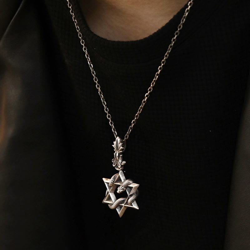 WorldNorse 999 Sterling Silver Snake Star Necklace