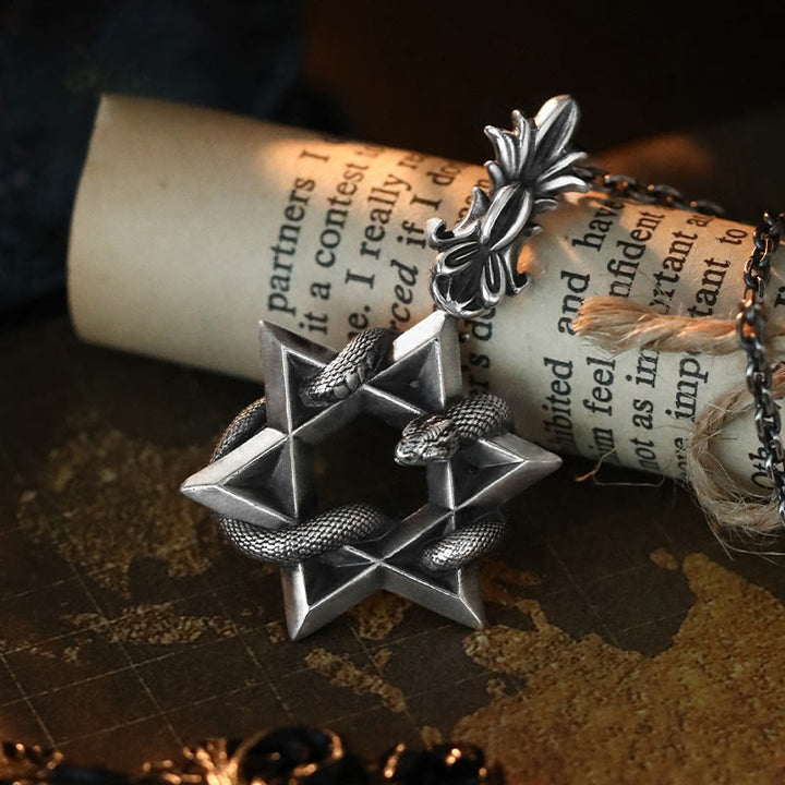 WorldNorse 999 Sterling Silver Snake Star Necklace
