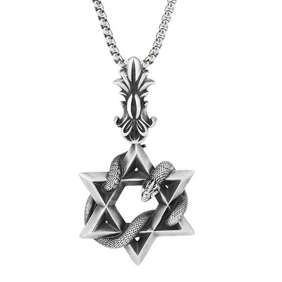 WorldNorse 999 Sterling Silver Snake Star Necklace