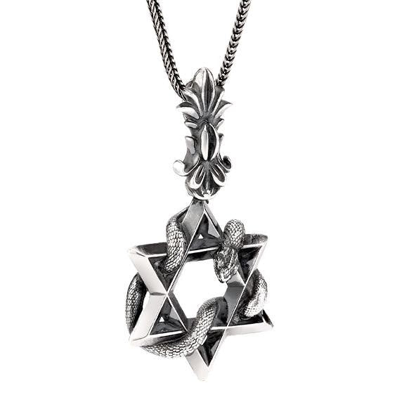 WorldNorse 999 Sterling Silver Snake Star Necklace