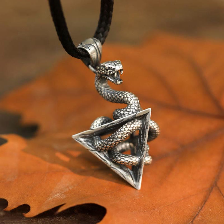 WorldNorse 925 Sterling Silver Snake Necklace - 55cm Black Wax Rope - image 0