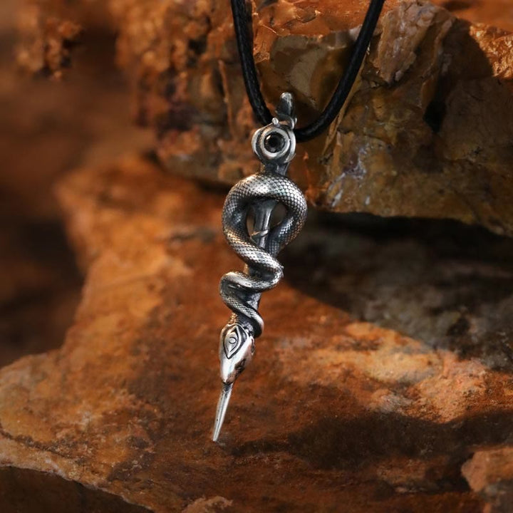 WorldNorse 999 Sterling Silver Snake Staff Necklace