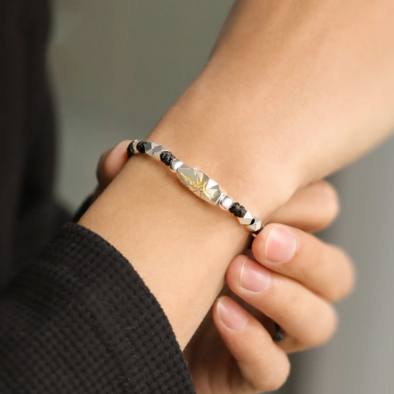 WorldNorse 925 Sterling Silver Wish Emblem Hammered Braceket