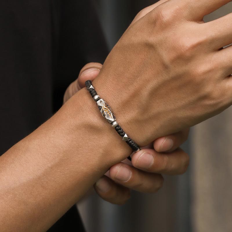 WorldNorse 925 Sterling Silver Wish Emblem Hammered Bracelet