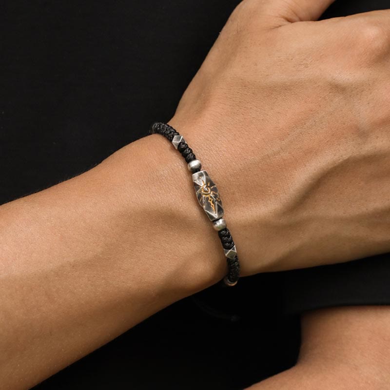 WorldNorse 925 Sterling Silver Wish Emblem Hammered Bracelet