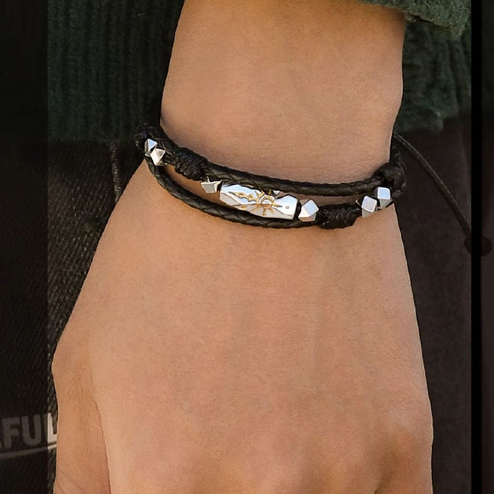 WorldNorse 925 Sterling Silver Wish Emblem Hammered Bracelet