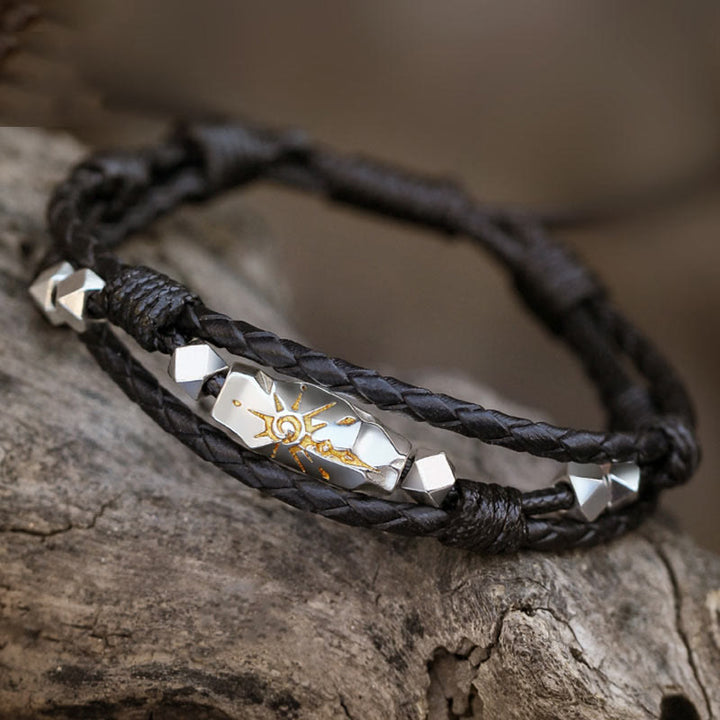 WorldNorse 925 Sterling Silver Wish Emblem Hammered Bracelet