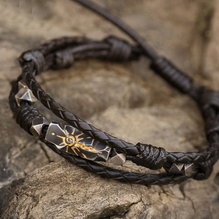 WorldNorse 925 Sterling Silver Wish Emblem Hammered Bracelet