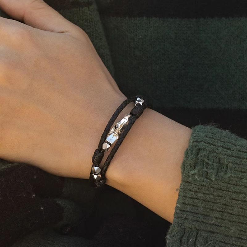 WorldNorse 925 Sterling Silver Wish Emblem Hammered Bracelet