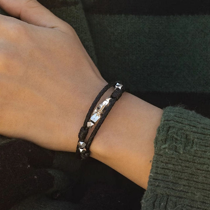 WorldNorse 925 Sterling Silver Wish Emblem Hammered Bracelet