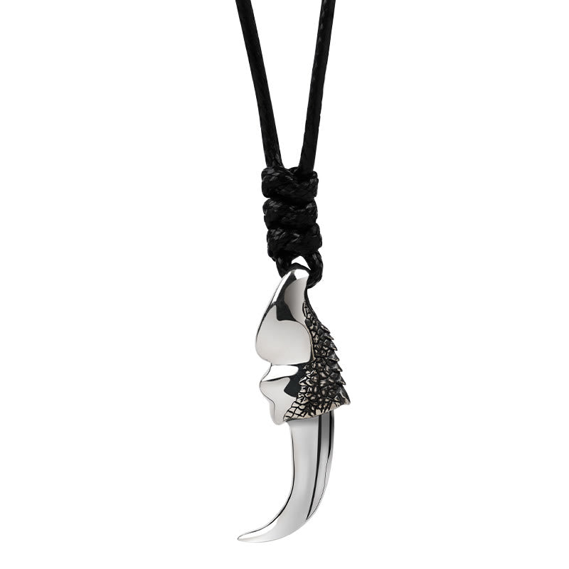 WorldNorse Handcrafted 925 Silver Norse Dragon Necklace - Wax Rope - NO THANKS - image 1