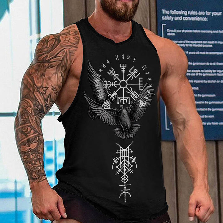 WorldNorse Valknut Vegvisir Runes Raven Triple Horn of Odin Vest - US/UK/AU52，EU62 (6XL) - image 0
