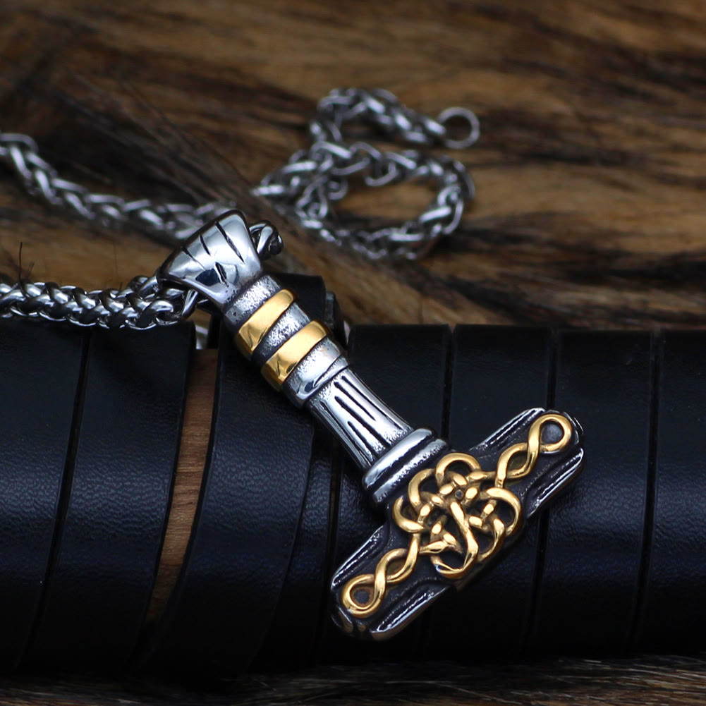 WorldNorse Thor's Hammer Golden Rune Necklace