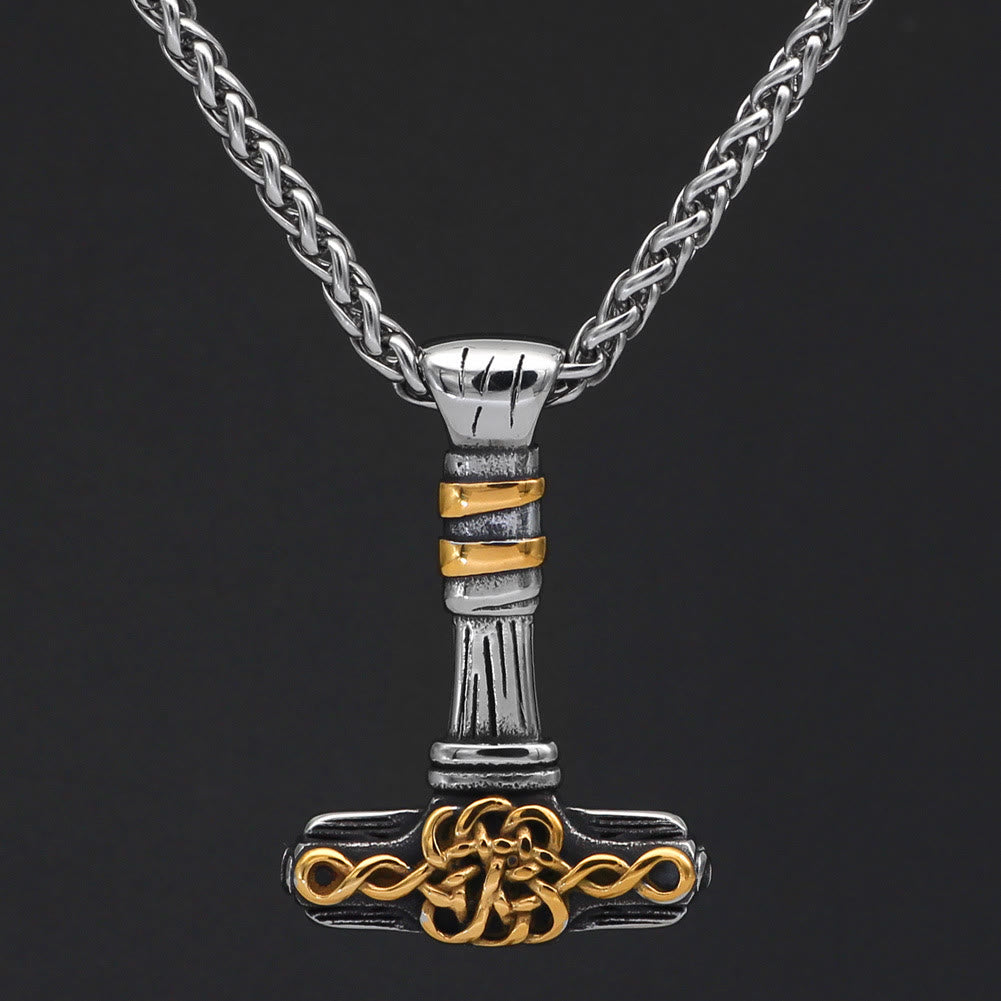 WorldNorse Thor's Hammer Golden Rune Necklace