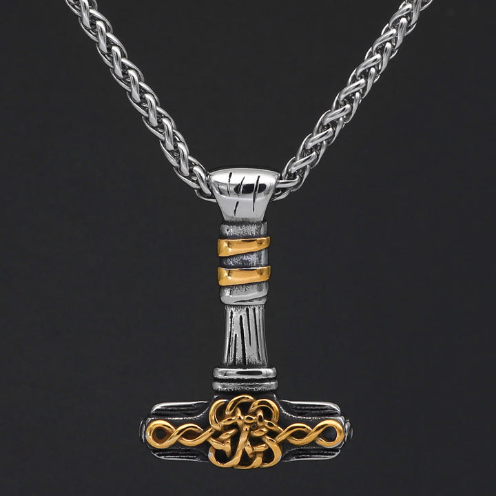 WorldNorse Thor's Hammer Golden Rune Necklace