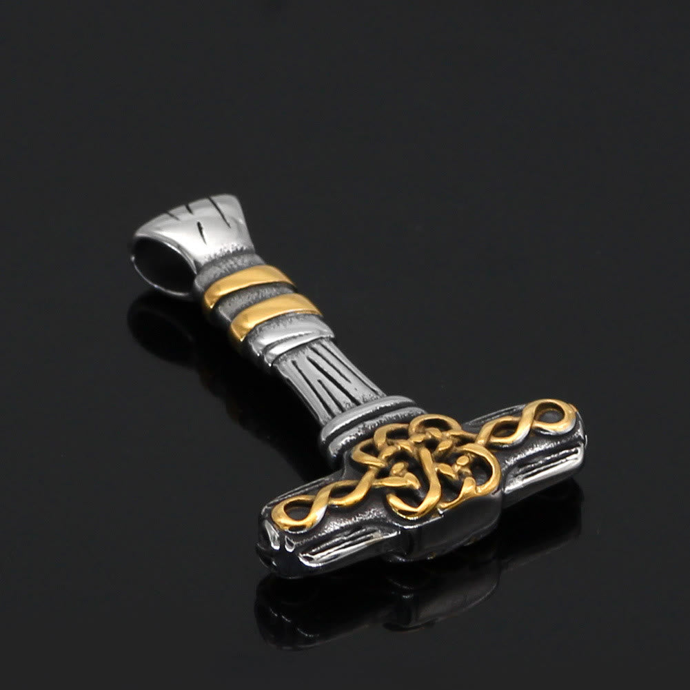 WorldNorse Thor's Hammer Golden Rune Necklace