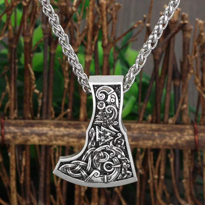 WorldNorse Odin's Valknut Viking Axe Necklace