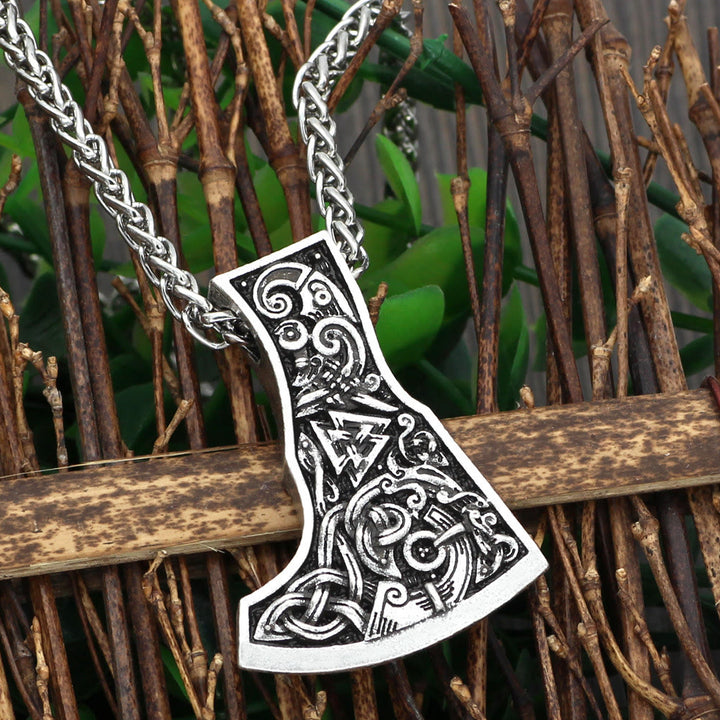 WorldNorse Odin's Valknut Viking Axe Necklace