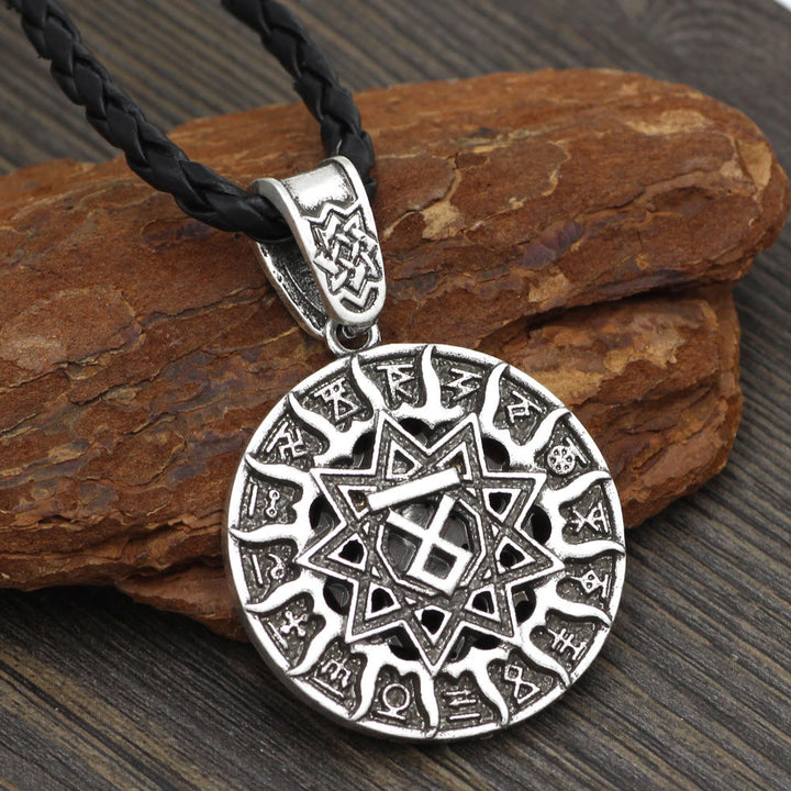 WorldNorse Rune Celtic Knot Vintage Necklace - Leather Cord - Silver - image 1