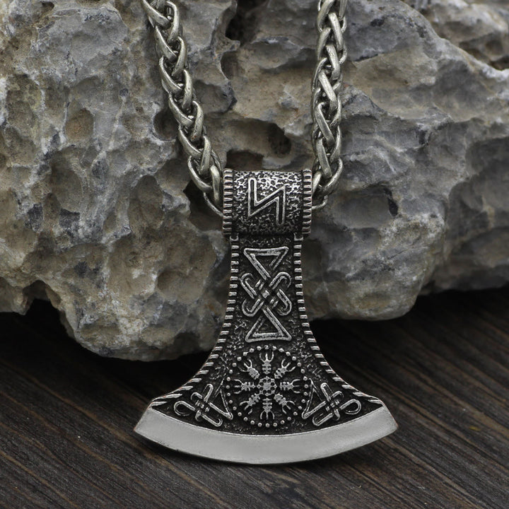 WorldNorse Hand-Forged Pirate Viking Axe Rune Necklace - Silver - Chain - image 2
