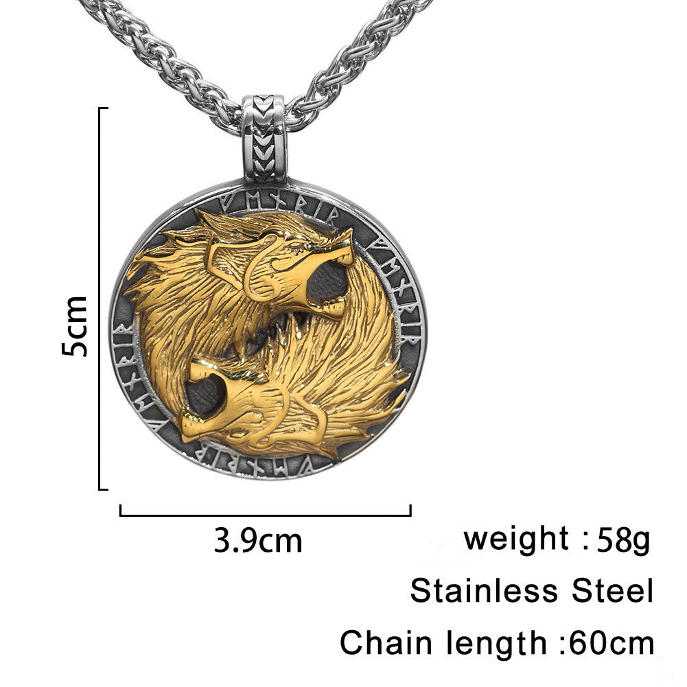 WorldNorse Odin's Wolves with Runic Inscription Necklace - image 4