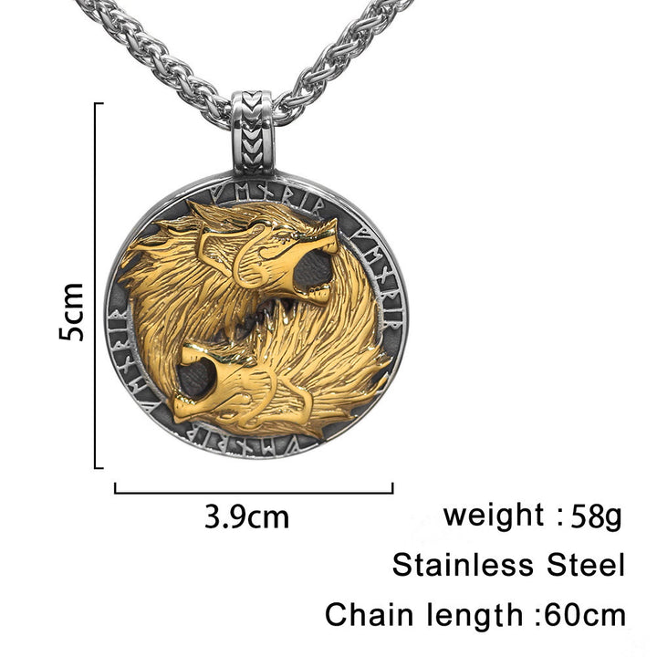WorldNorse Odin's Wolves with Runic Inscription Necklace - image 4