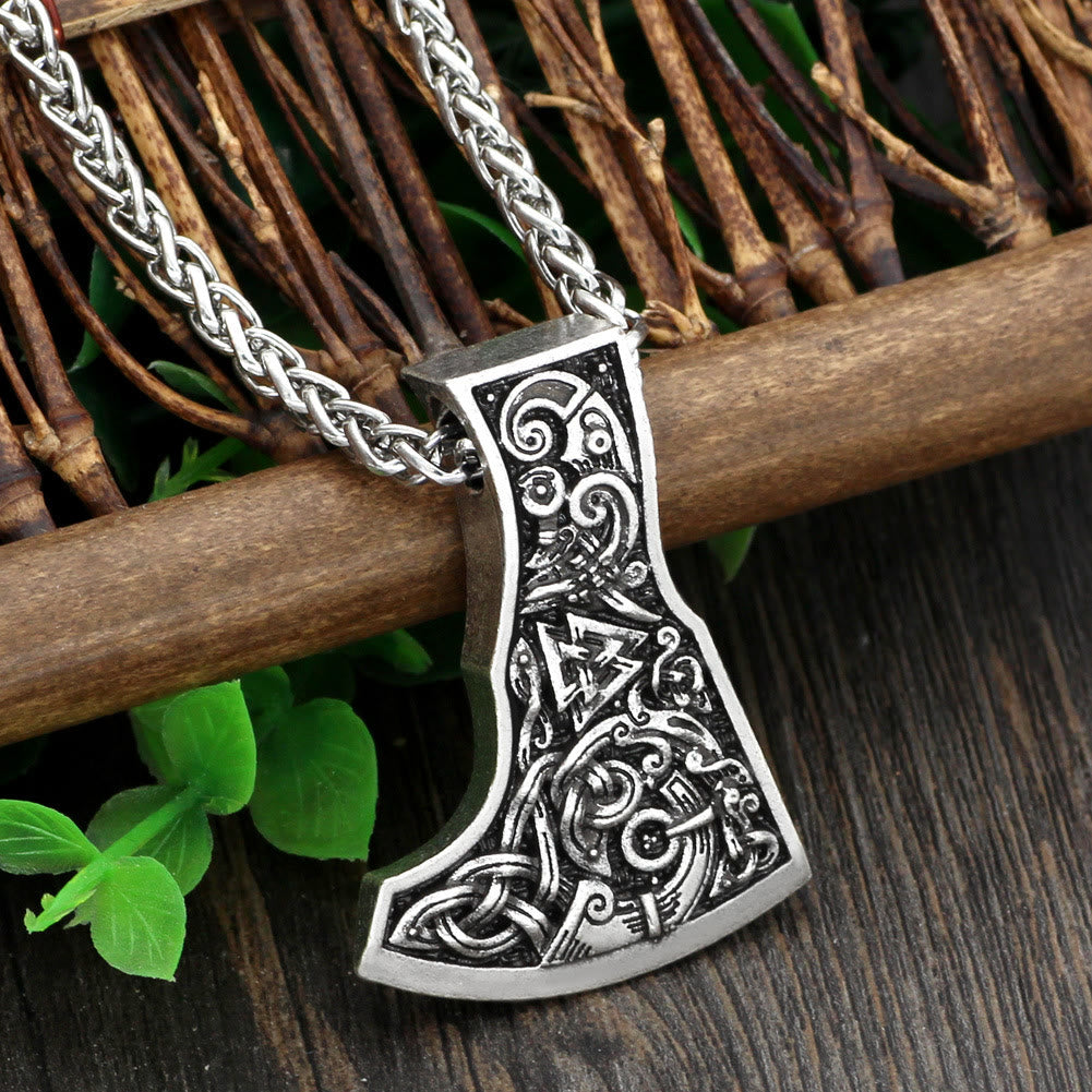 WorldNorse Odin's Valknut Viking Axe Necklace - image 2