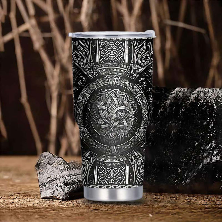 WorldNorse Wolf Raven Celtic Knot Tumbler