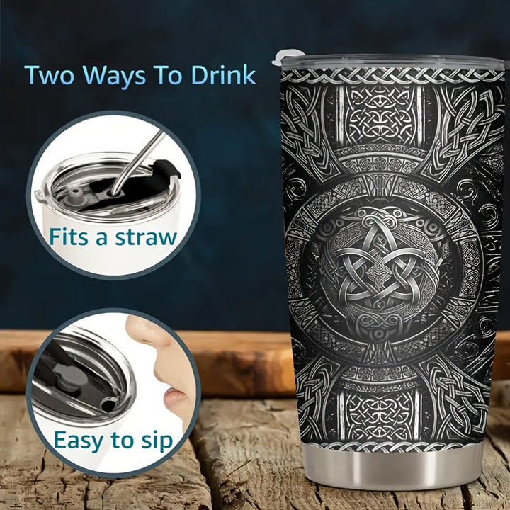 WorldNorse Wolf Raven Celtic Knot Tumbler