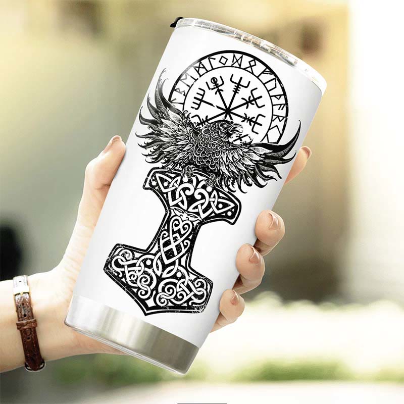 WorldNorse Raven Mjolnir Yggdrasil Tree Vegvisir Tumbler