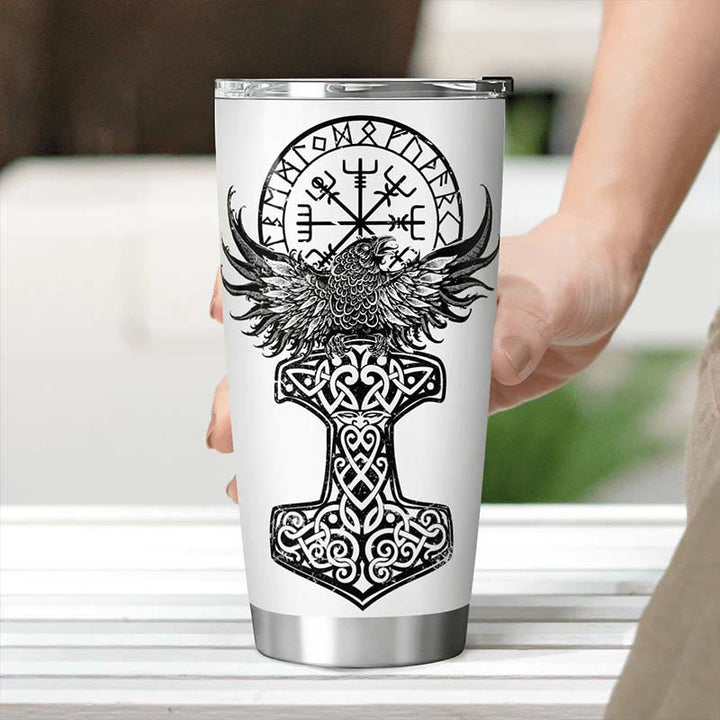 WorldNorse Raven Mjolnir Yggdrasil Tree Vegvisir Tumbler