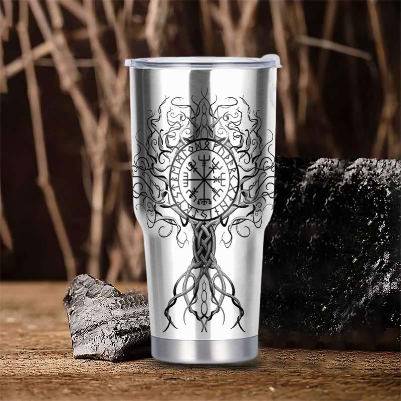 WorldNorse Raven Mjolnir Yggdrasil Tree Vegvisir Tumbler