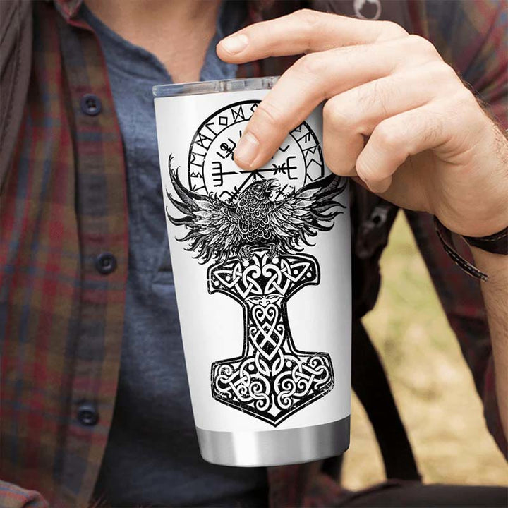WorldNorse Raven Mjolnir Yggdrasil Tree Vegvisir Tumbler