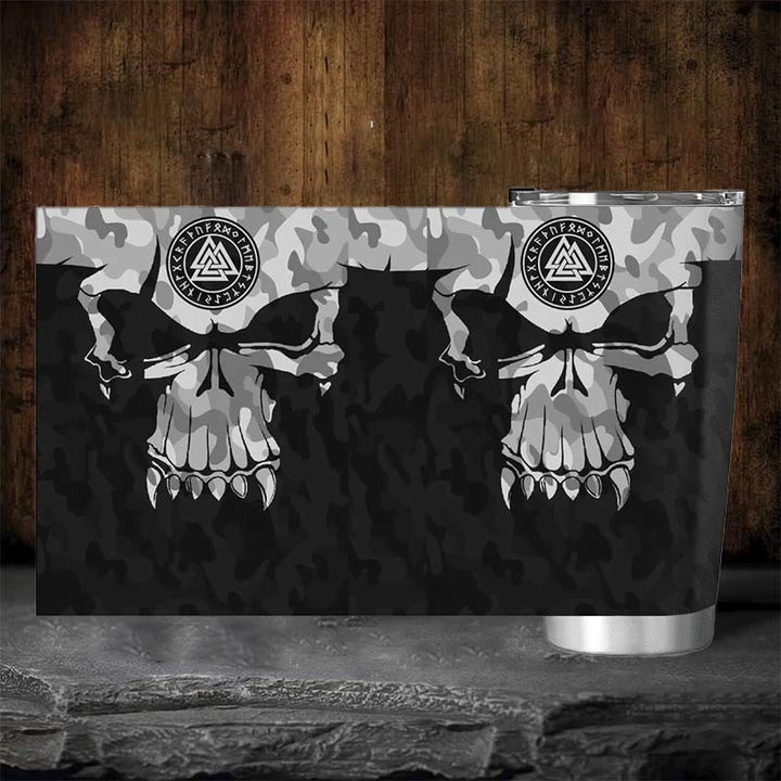 WorldNorse Skull Camo Valknut Viking Runes Tumbler