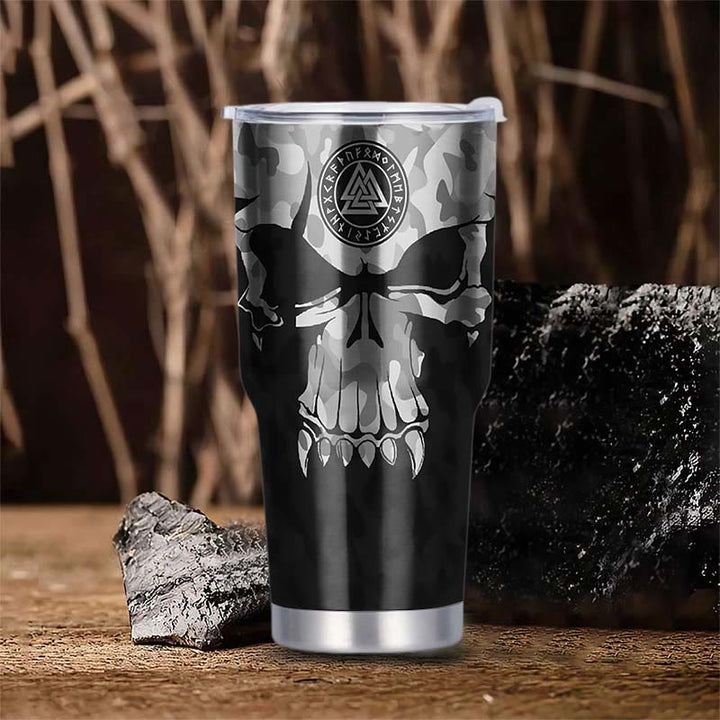 WorldNorse Skull Camo Valknut Viking Runes Tumbler