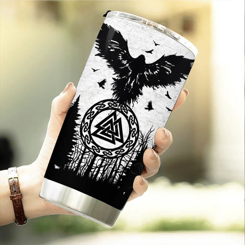 WorldNorse Yggdrasil Raven's Flight Valknut Tumbler