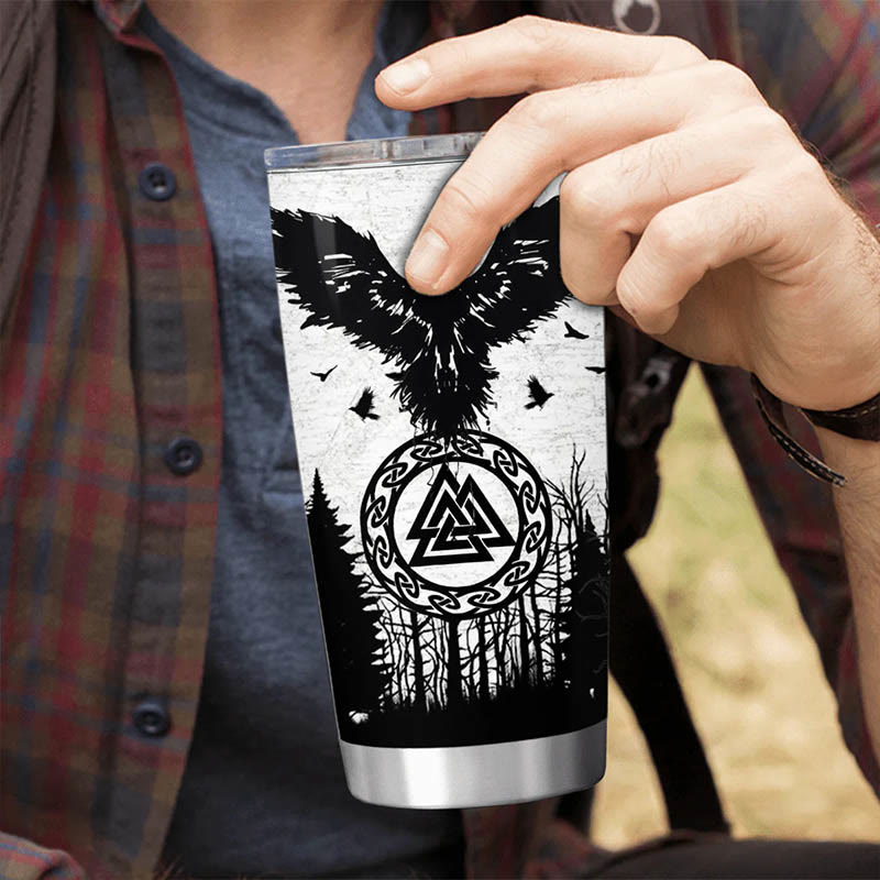 WorldNorse Yggdrasil Raven's Flight Valknut Tumbler
