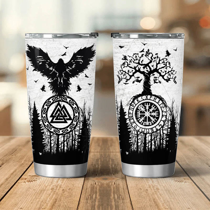 WorldNorse Yggdrasil Raven's Flight Valknut Tumbler