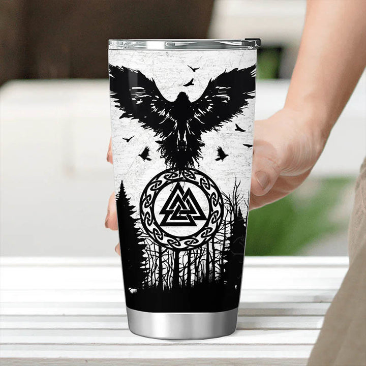 WorldNorse Yggdrasil Raven's Flight Valknut Tumbler