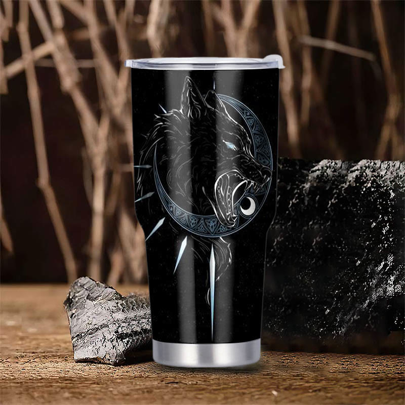 WorldNorse The Sons of Fenrir Skoll and Hati Tumbler