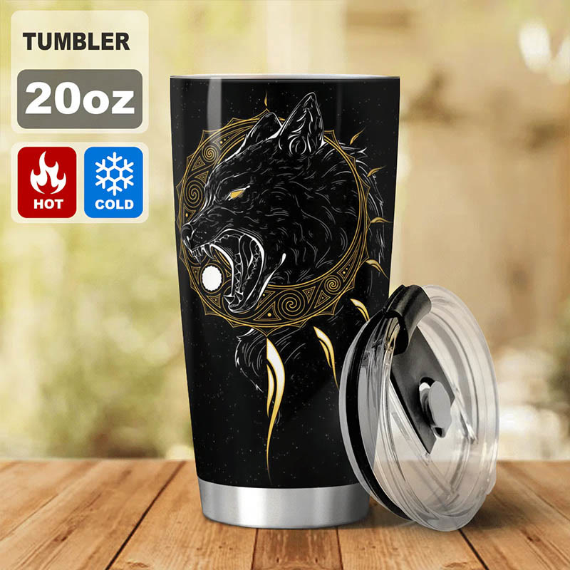 WorldNorse The Sons of Fenrir Skoll and Hati Tumbler