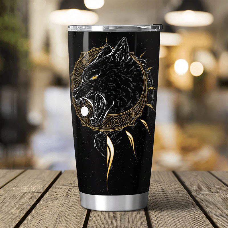 WorldNorse The Sons of Fenrir Skoll and Hati Tumbler