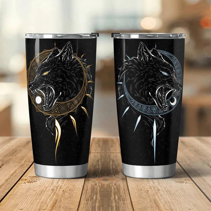 WorldNorse The Sons of Fenrir Skoll and Hati Tumbler